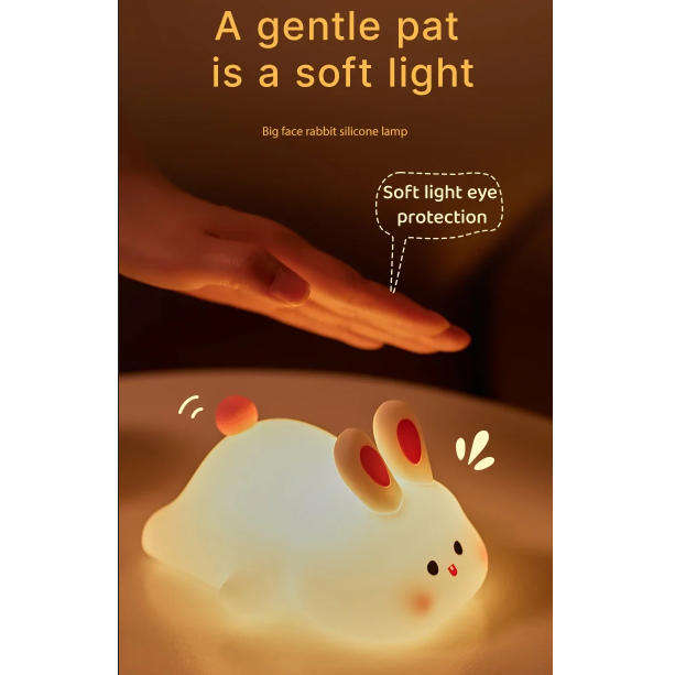 Rabbit Night Light Touch Sensor USB Rechargeable Silicone Bunny Lamp