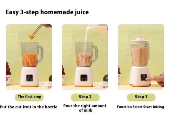 Juice cup with high-speed fresh and cold pressing USB fast chargin - Black, Transparent