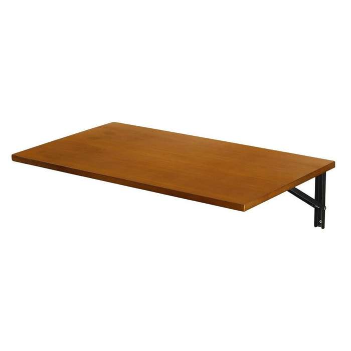 Wall-Mounted Foldable Wooden Desk  Space-Saving Multipurpose Table - Mahogany