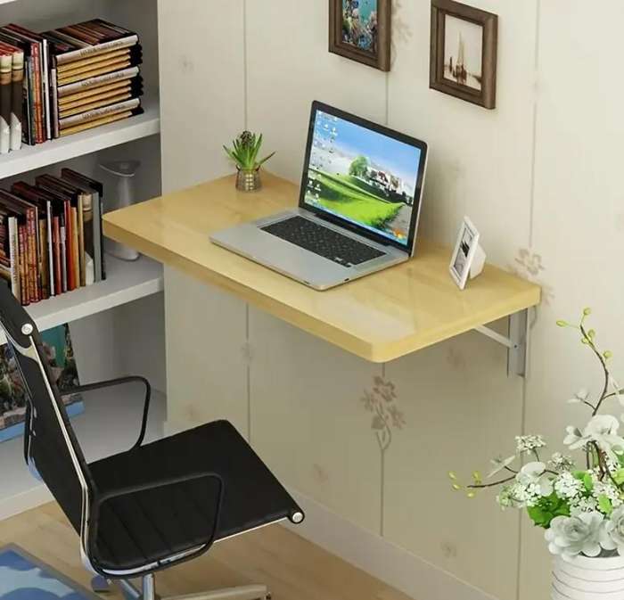 Wall-Mounted Foldable Wooden Desk  Space-Saving Multipurpose Table