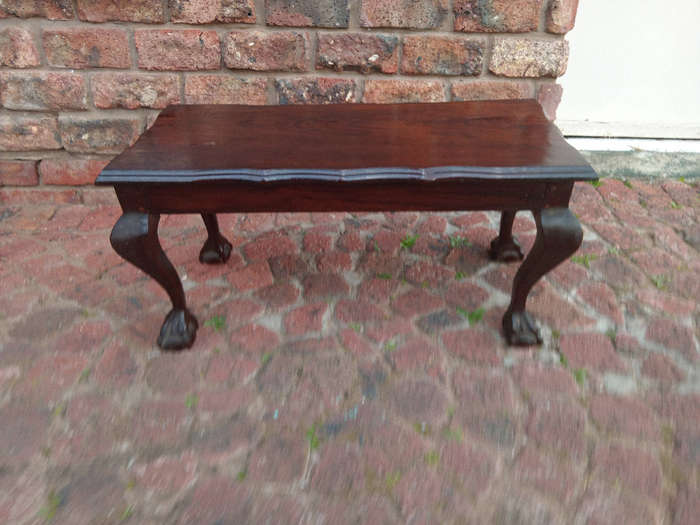 Solid Imbuia coffee table, ball and claw legs