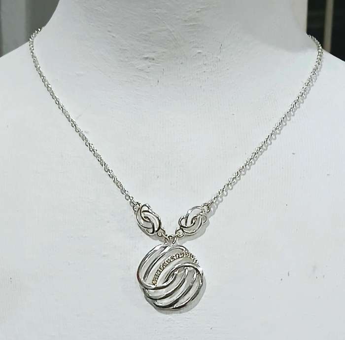 Vintage Signed AVON Art Nouveau Style Silvertone & Crystal Pendant Necklace