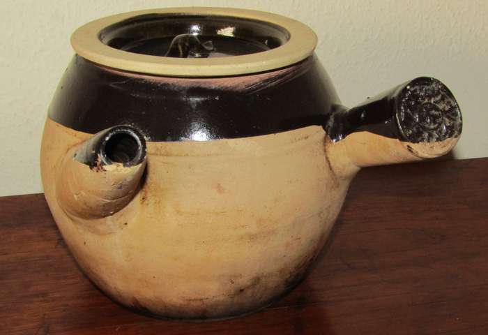 Vintage Partially Glazes Japanese Kyusu Side Handled Tea Pot