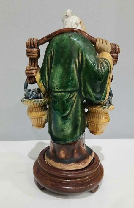 Vintage Chinese Mudman Figurine  Fisherman with Baskets of Crabs | From a Private Estate Collection