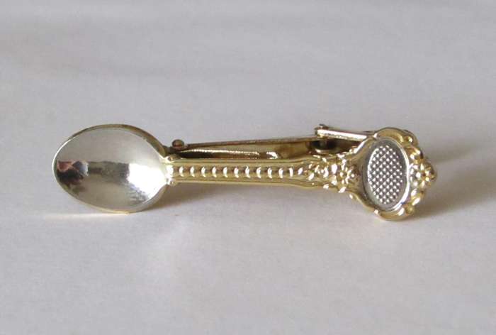 Vintage Two-Tone Spoon Tie Clip | Gold & Silver Finish | Quirky Formal Accessory