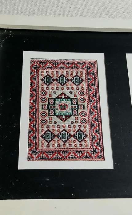 Vintage Miniature Woven Carpet Design Samples - Framed Decorative Art