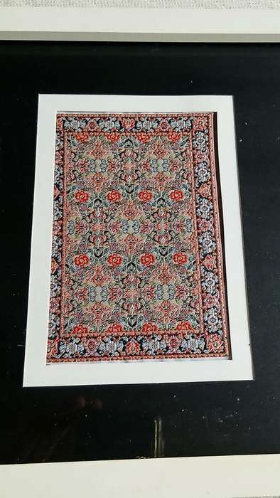 Vintage Miniature Woven Carpet Design Samples - Framed Decorative Art