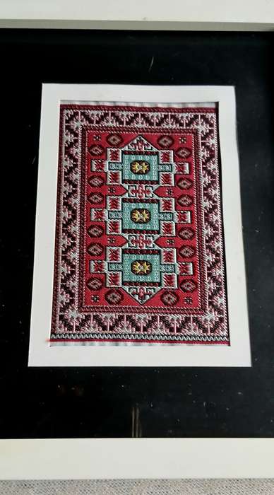 Vintage Miniature Woven Carpet Design Samples - Framed Decorative Art