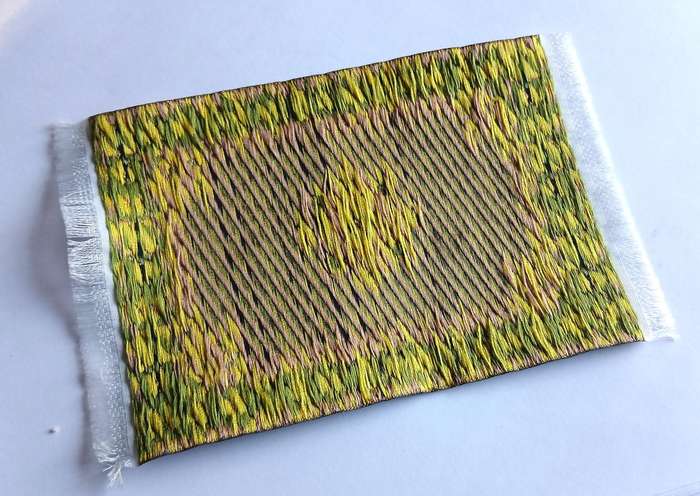 Doll's House Miniature Carpet - Vintage Woven Rug - Green Oriental Design