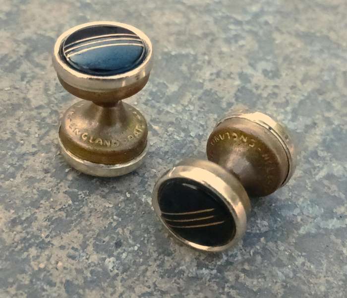 Rare Vintage 1930s Art Deco Stratton Gold-Tone Retractable Cufflinks with Simulated Onyx