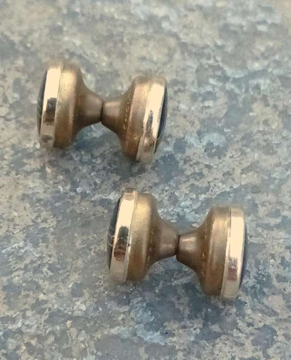 Rare Vintage 1930s Art Deco Stratton Gold-Tone Retractable Cufflinks with Simulated Onyx