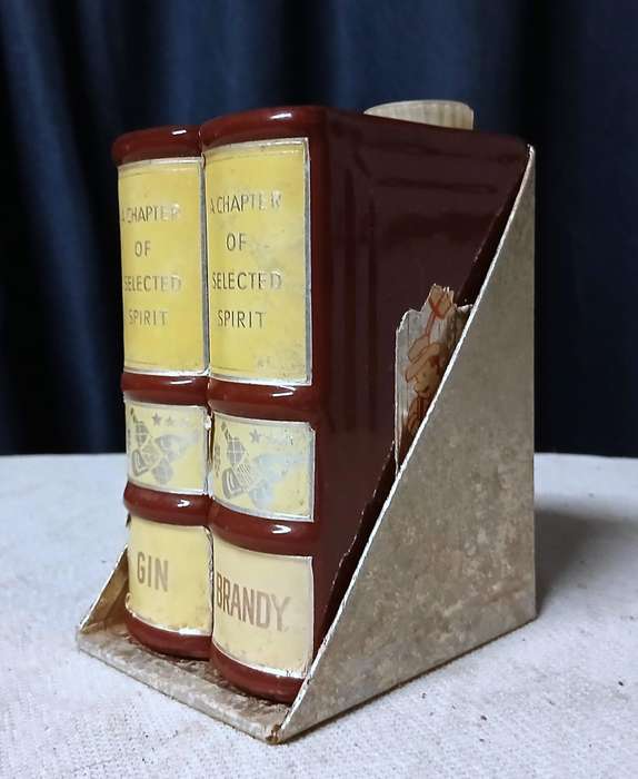 Vintage West German Book-Shaped Novelty Decanters - Gin & Brandy Pair