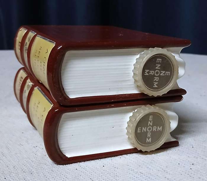 Vintage West German Book-Shaped Novelty Decanters - Gin & Brandy Pair