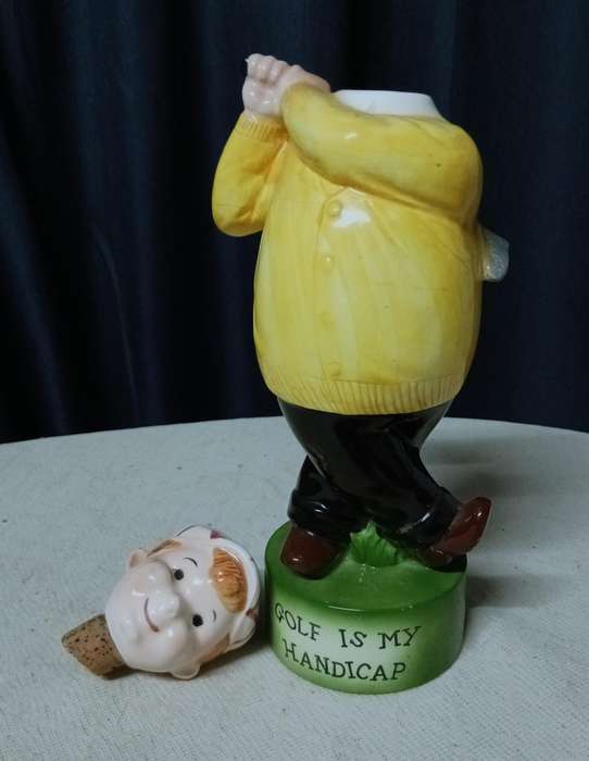 Vintage Ceramic Golfer Figural Decanter - "Golf Is My Handicap"