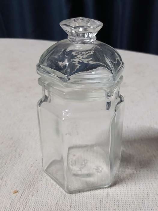 Charming Vintage Hexagonal Glass Storage Jar with Stopper