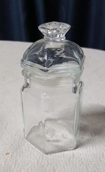Charming Vintage Hexagonal Glass Storage Jar with Stopper