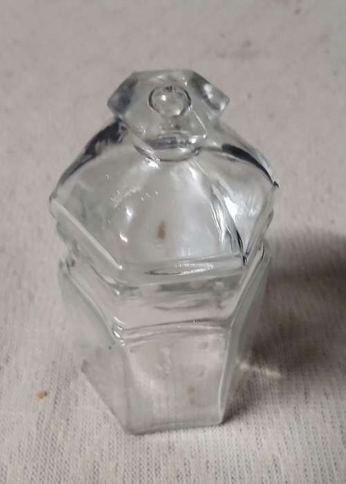 Charming Vintage Hexagonal Glass Storage Jar with Stopper