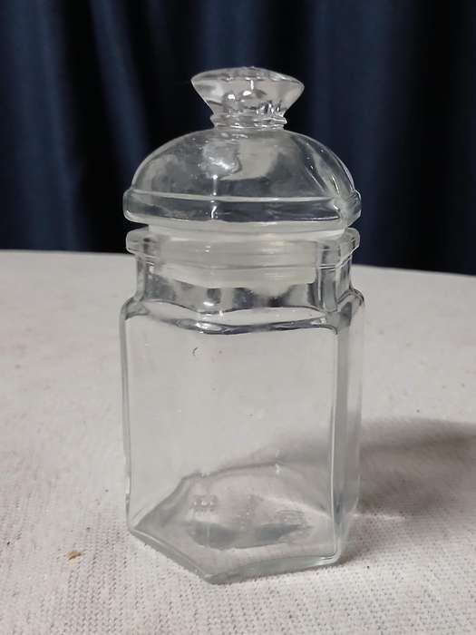 Charming Vintage Hexagonal Glass Storage Jar with Stopper