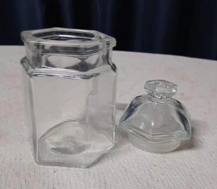 Charming Vintage Hexagonal Glass Storage Jar with Stopper