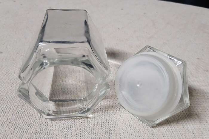 Charming Vintage Hexagonal Glass Storage Jar with Stopper