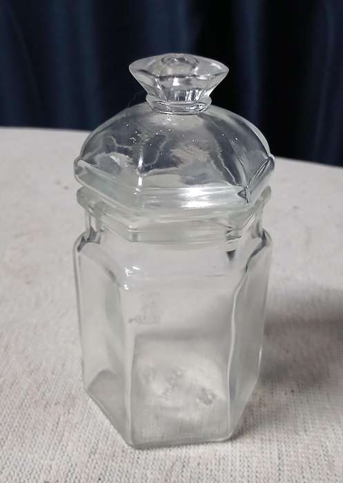 Charming Vintage Hexagonal Glass Storage Jar with Stopper