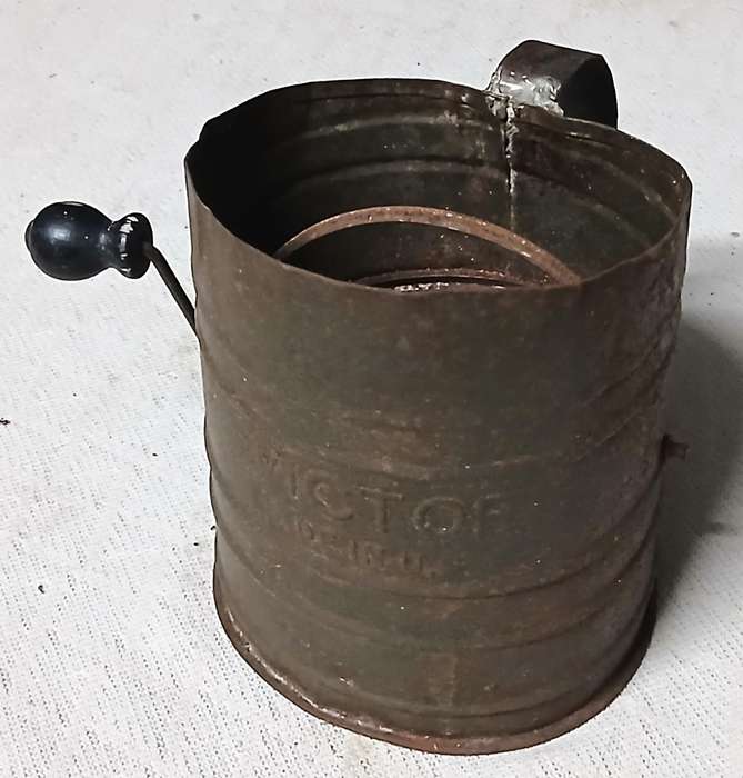 Vintage "VICTOR" Flour Sieve  Rustic Farmhouse Decor Piece