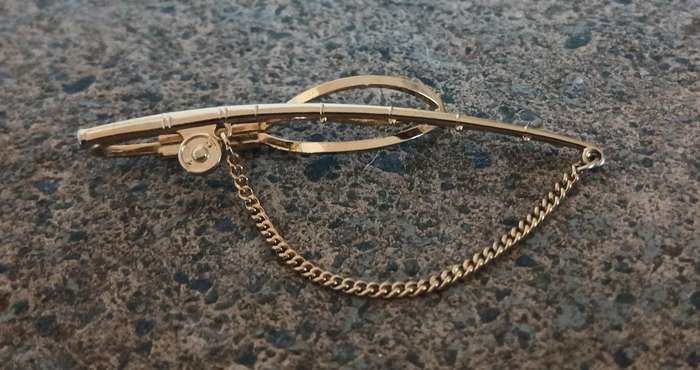 Vintage Gold-Tone Stratton Imitation Fishing Rod Tie Clip - Made in England