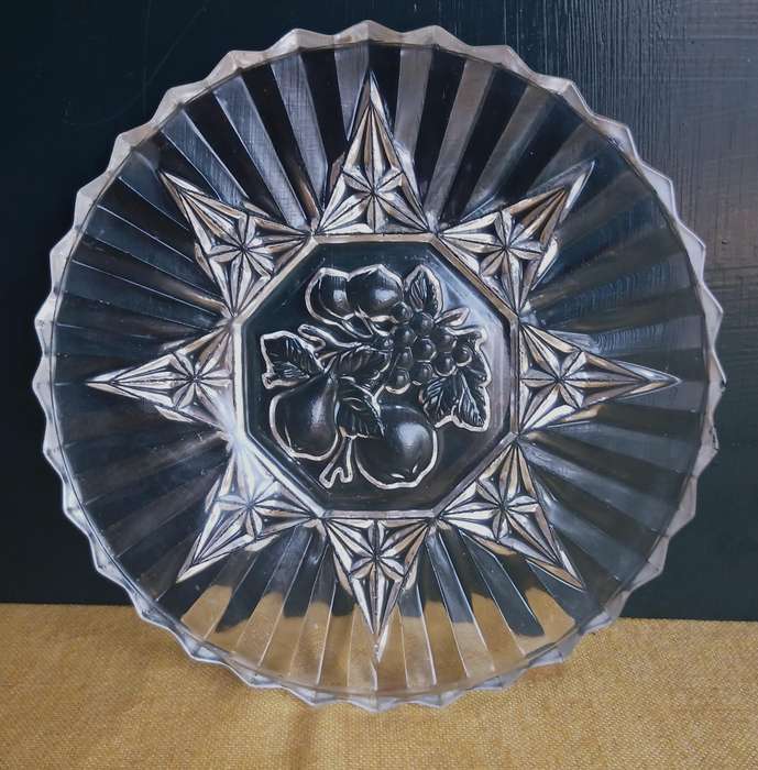 Vintage Federal Glass 'Pioneer Pattern' Clear Glass Plate