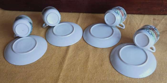 Exquisite Vintage Japanese Kutani Tea Set with Lithophane Geisha