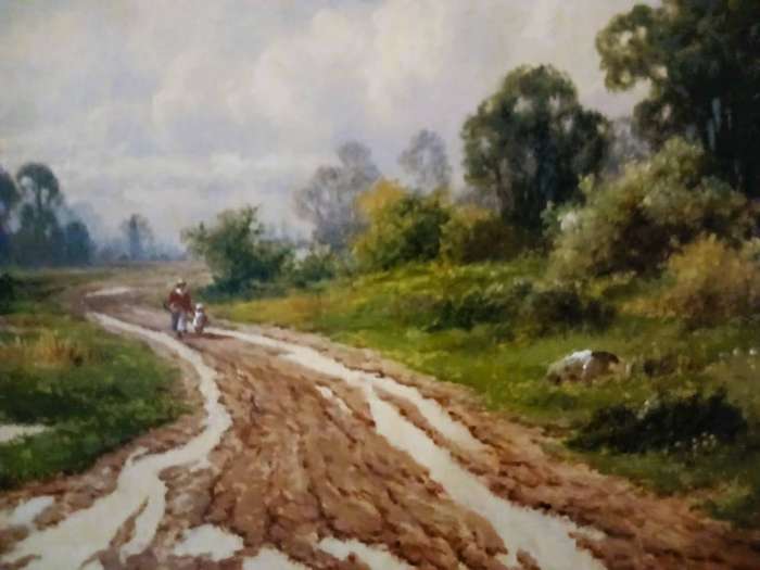 Edwardian Oil Painting | Herbert King  A Fine Morning After Rain | Antique British Landscape Art