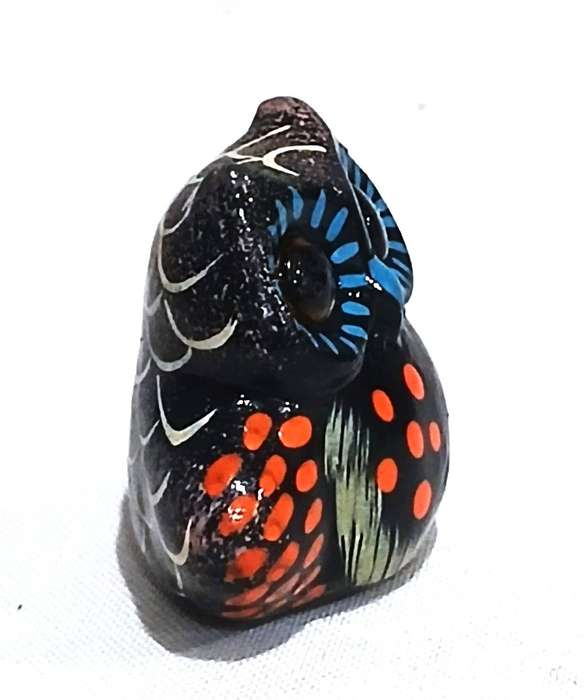 Hand-Painted Ceramic Owl Figurine | Folk Art Decorative Ornament