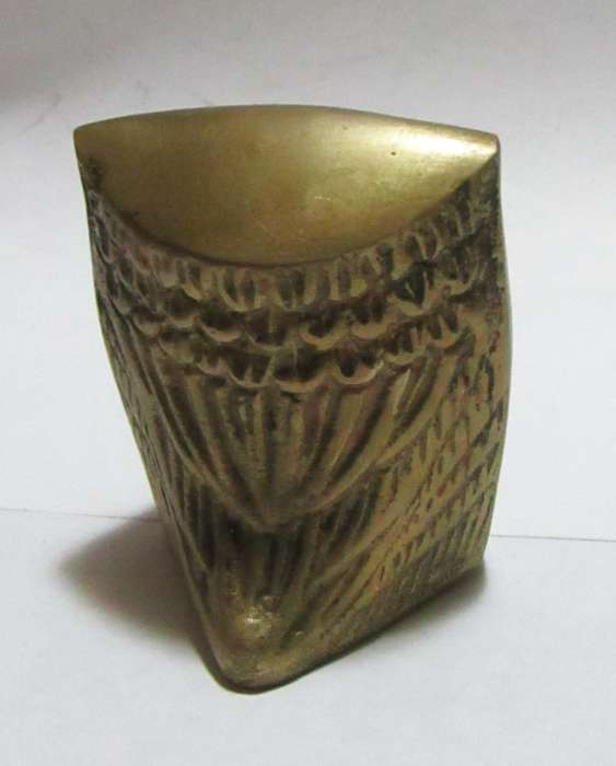 Vintage 1950s Brass Owl Figurine Paperweight  Made in Korea