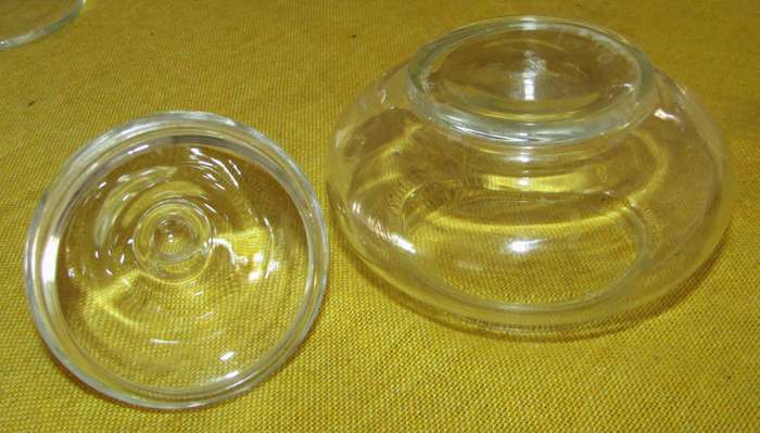 Set of Two Vintage Clear Glass Apothecary Jars with Lids
