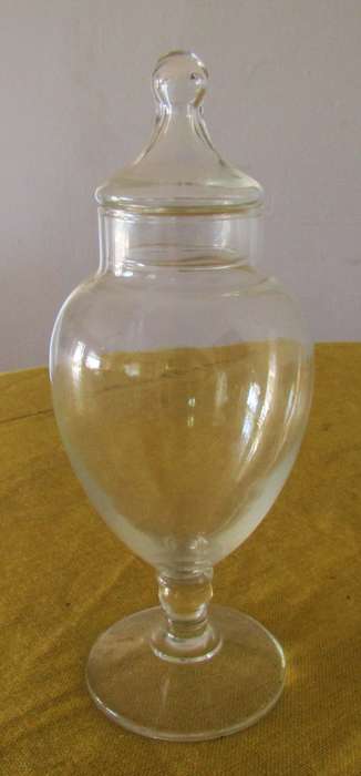 Set of Two Vintage Clear Glass Apothecary Jars with Lids