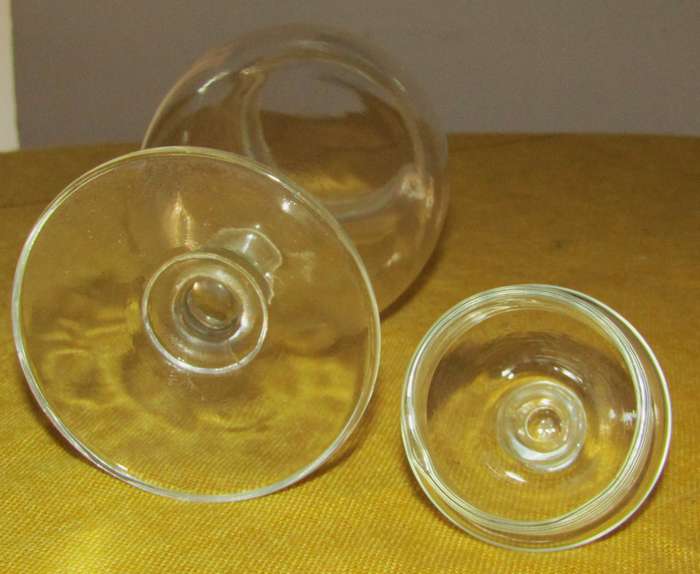 Set of Two Vintage Clear Glass Apothecary Jars with Lids