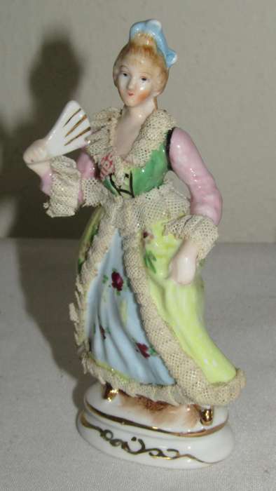 Vintage Japanese Porcelain and Lace French Figurine Pair
