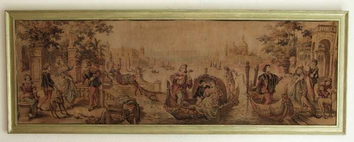 Antique Venetian Tapestry in Ornate Frame