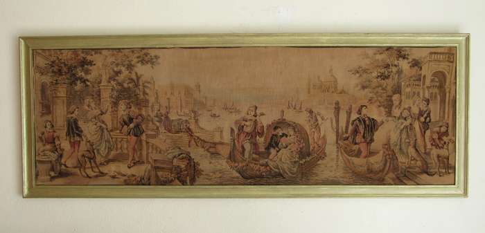 Antique Venetian Tapestry in Ornate Frame