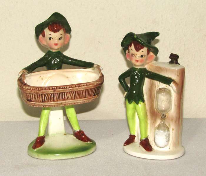 Pair of Vintage Ceramic Kitchen Elves by Enesco, Japan