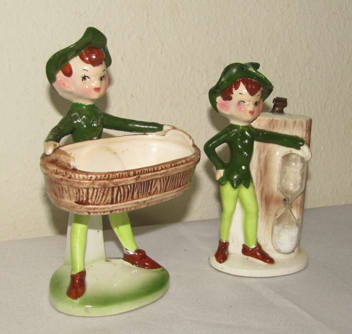 Pair of Vintage Ceramic Kitchen Elves by Enesco, Japan
