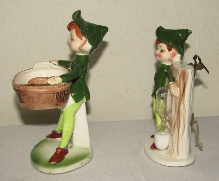 Pair of Vintage Ceramic Kitchen Elves by Enesco, Japan