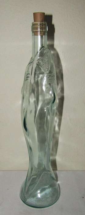 Vintage Clear Glass Wine Bottle Shaped Like a Shark, Made in Italy