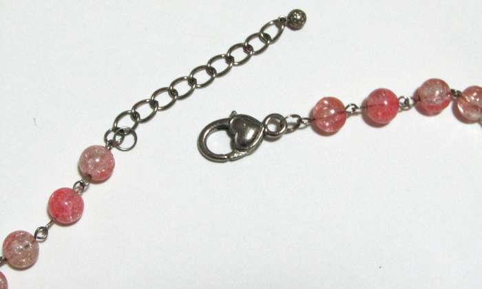 Vintage Silver-Tone and Bubblegum Pink Beaded Four-Strand Necklace