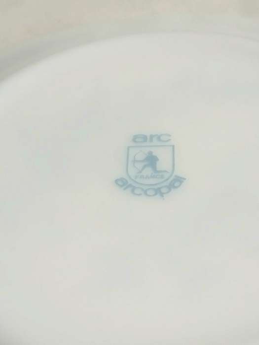 Vintage 1970s Arcopal France Opal Glass Plate | Arc Archer Logo | Rare Retro Pattern