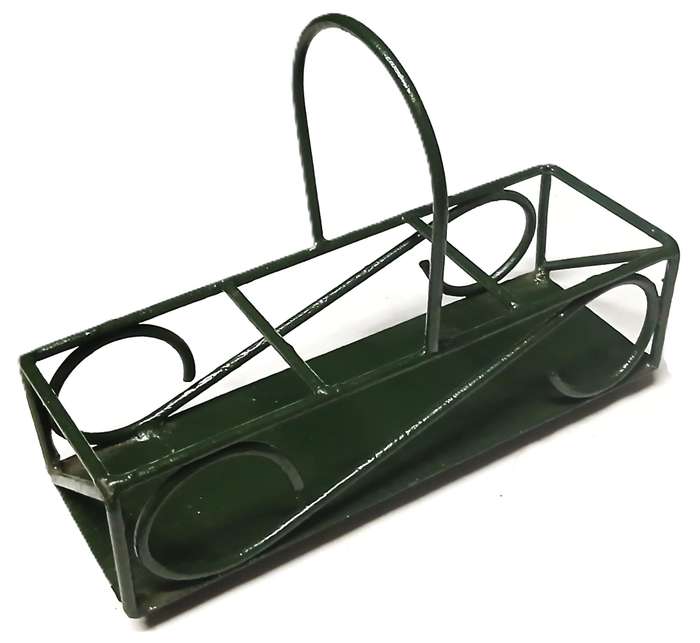 Rustic Metal Table Caddy | Upcycled Green Cutlery Holder or Planter | Farmhouse Outdoor Decor