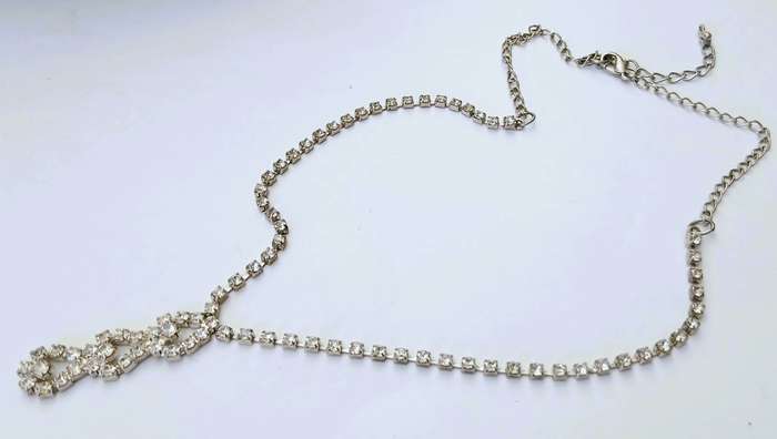Vintage 1950s Silver-tone Rhinestone Necklace | Elegant Loop Pendant Design
