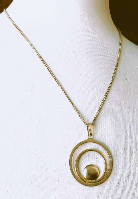Vintage 1970s Gold-Tone Necklace | Geometric Pendant Design