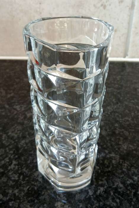 Vintage 1970s Lead Crystal Vase | Geometric Luninarc Design, France