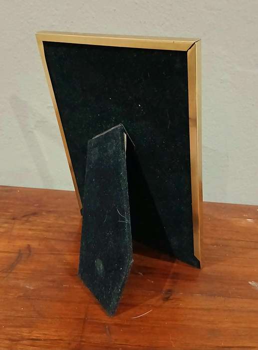 Vintage 1980s Brass Standing Frame | Satin Backed Elegance