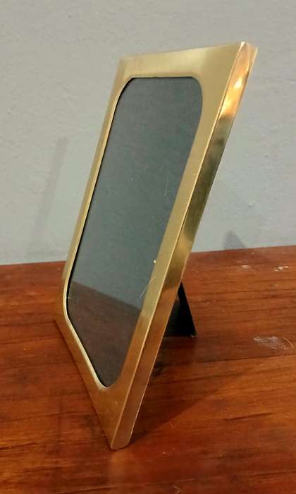 Vintage 1980s Brass Standing Frame | Satin Backed Elegance